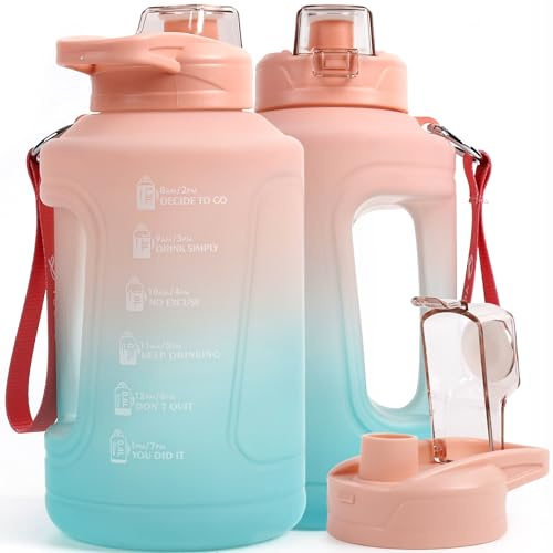 POWER.TEC 1.5L Large Capacity Water Bottle Cup Jug with Handle and cup brush,Drinking Plastic Drop Proof Sports Big Bottle Sports Drink Jug for Gym Travel,50 oz