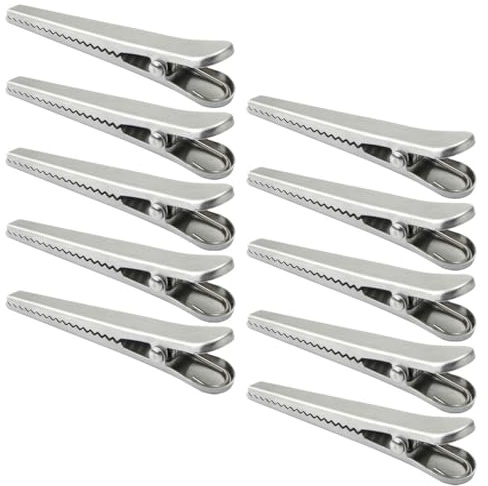 NOLITOY 10 pièces Set de Pinces Sachet Alimentaire Acier Inoxydable Grandes Clips de Fermeture Puissants pour Sacs de Rangement Alimentaire Maintien Fraîcheur pour Cuisine et Voyage