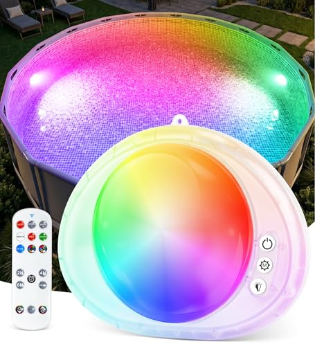 DeeprBlu Akku Poolbeleuchtung Unterwasser Lichtershow mit Fernbedienung | Whirlpool Beleuchtung mit Timer-Einstellung, IP68 Wasserfest Poollampen Unterwasser LED, Magnetische Poolbeleuchtung für Spa