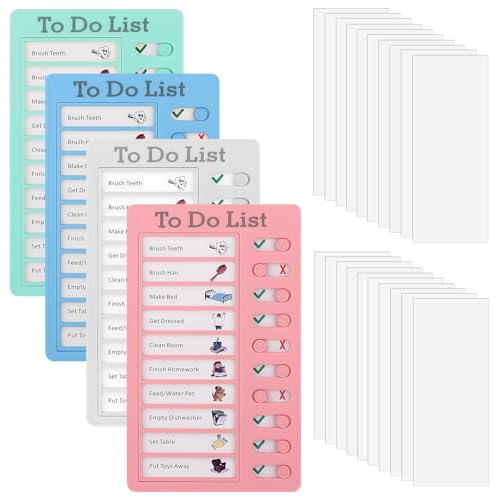 KMFYMPT 4 Stück To Do List Checklist Board, 20 x 12 cm To Do Board, Todo Liste Taskboard, Kommt Mit 20 Blankokarten, Geeignet für die Familienerziehung und Kultivierung von Selbstdisziplingewohnheiten