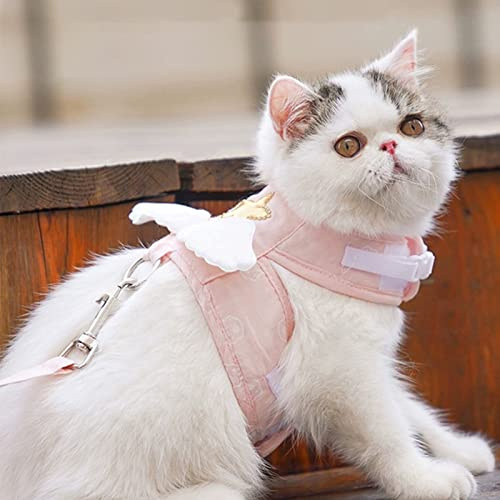 KIMISS Verstellbare Katzengeschirr-Leine Zum Spazierengehen – Niedliche Engelsweste für Katzen mit 1,5 M Zugseil, für Aktivitäten (XL (2,5–4 kg/5,5–8,8 lb))