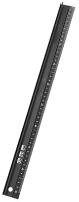 Emiif Règle en aluminium avec poignée surélevée 20/30/45 cm, règle de coupe en métal avec dos antidérapant pour travaux manuels et mesures, noir