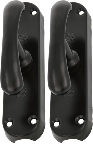 Amig - Falleva da sovrapporre nera per finestre Mod.LOLA | Chiusura di sicurezza in acciaio con maniglia | Include supporto centrale + 4 supporti laterali | Dimensioni: 150 x 38 mm (Confezione da 2)