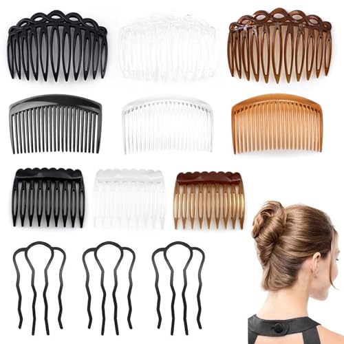 12 Stück Haarkamm zum Stecken Französische Einsteckkämme aus Harz Mehrere Zähne Steckkamm für French Twist Dutt und Alltagsstyling Antistatisch Steckkamm Haare für Damen Mädchen