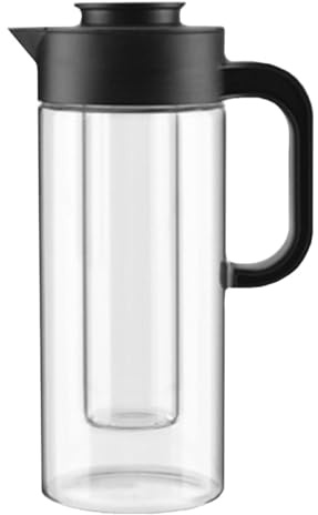 SUPVOX Carafe à Eau en Verre Résistante la Chaleur 1500 Ml Poignée Noire, Pichet à Jus et Théière à Anse, Grosse Cruche pour Usage Quotidien et Réceptions
