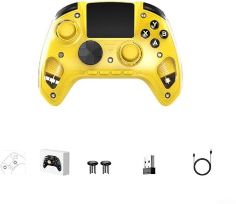Controller di gioco, gamepad wireless 2.4G, controllo a grande schermo e trigger di commutazione lineare dual-hall (giallo)