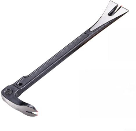 Barra de palanca resistente, herramienta de demolición de doble cabeza de acero al carbono con extractor de clavos y martillo, agarre antideslizante para uso industrial, negro (B)