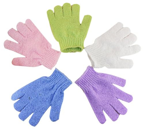 Guantes de Ducha Exfoliantes 2 Piezas Azules de Poliéster | Talla Única, Lavables a Máquina, Elásticos y Fáciles de Limpiar, para Mujeres y Niños