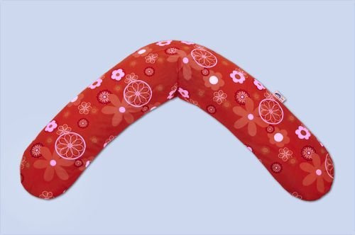 Theraline das Original- Stillkissen inkl. Flauschbezug u. EPS-Mikroperlen, F-88 Retroblume rot