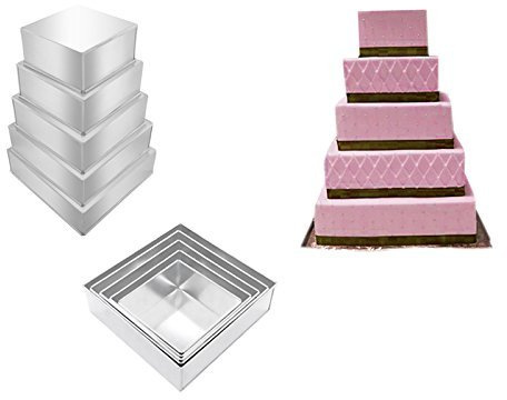 EURO TINS Set of 5 piece cake baking pans 6, 7, 8, 9, & 10 Inch (Square)