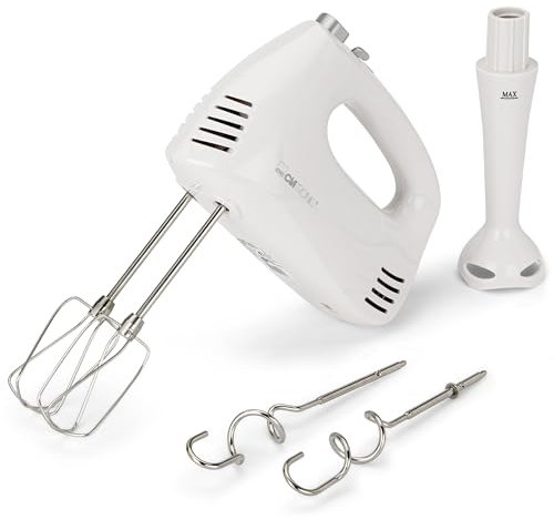 Clatronic® Handmixer | Hand- und Stab- Mixer in Einem | Handrührgerät mit kraftvollem 300 Watt-Motor | Rührgerät mit 5 Geschwindigkeitsstufen | Turbostufe & Auswurftaste | HM 3524