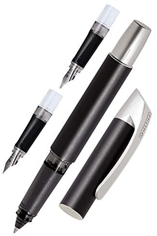 ONLINE Campus Ergonomischer Schulfüller + Tintenpatronen-Rollerball + Schönschreib-Füller im Set, Schreibset für die Schule, Patronen-Füller Schwarz für Schüler, austauschbare Griffstücke, 3-teilig
