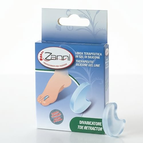 Zanni Divaricatore Interdigitale in Gel di Silicone, Separatore Dita Piede Antidolore, Anti Calli e Occhi di Pernice, Distanziatore Dita Piedi Lavabile e Riutilizzabile, Made in Italy (L 42/46)