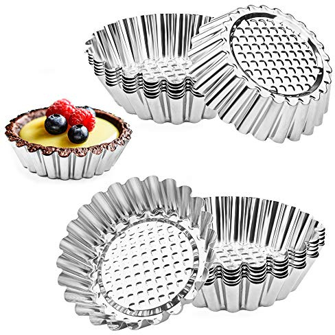 Amytalk 20 Packs Cupcake Mold, 3.8inch Stainless Steel Mini Pie Tartlet Cupcake Cake Muffin Mold Tin Pan Baking Tool