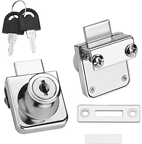 SNAGAROG 2 Pack Glass Cabinet Lock, Single Glass Door Locks Showcase Lock Furniture Lock Display Cabinet Replacement Locks Cam Security Lock with Keys for Door Cabinet Mailbox Drawer Cupboard