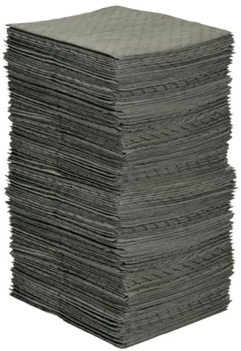 SPC® by Brady Feuilles Absorbantes Universelles – Lot de 200 Feuilles Grises, Épaisses, 2 Couches, Alvéolées et Prédécoupées, 40 cm x 50 cm, Pour Huiles, Eau, Solvants et Liquides de Refroidissement