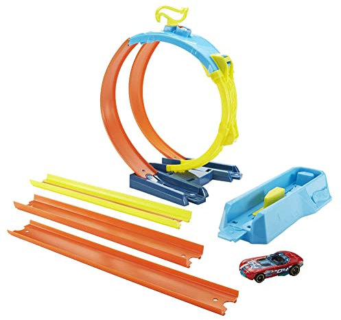Hot Wheels Track Builder Unlimited Split Loop Pack Age 6+, Loop with 2 Exit Options, Connects to Other Sets, Includes 1 Hot Wheels Car, Gift for Kids 6+, HDX77