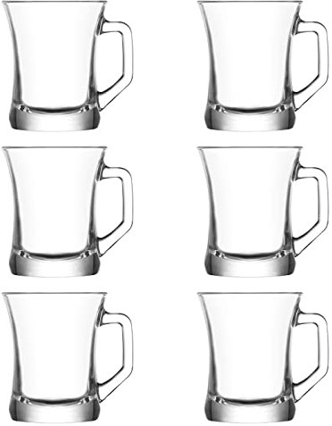 Tradineur - Caja de 6 vasos Modelo Zen+ - Capacidad de 225 ML - Fabricado en Vidrio Resistente - Apto para lavavajillas - Tamaño aprox: Ø 8 x 9 cm - 6 Uds Total.