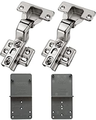 LOOTICH 105 Grado Fixed-On Bisagras Arremetida con Amortiguación Integrada Bisagra con Mecanismo de Suave Lento Cierre para Puerta de Empotrado Mueble Armario de Cocina Amortiguadores 2 Piezas