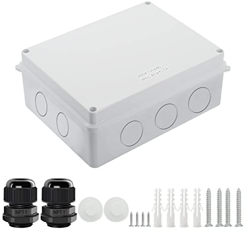 LeMotech Junction Box, Electrical Box IP65 Water Resistant Dustproof ABS Plastic Project Enclosure for Electronics White 7.9 x 6.1 x 3.1 inch