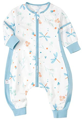 Schlafsack Baby Sommer mit Beinen & Armen, Schlafsack Kinder Ganzjährig 100% Baumwolle, Baby Schlafsack mit Füßen Abnehmbaren Ärmeln, Langarm Schlafsack 1-3 Jahr Alt Von 70 Bis 110cm Unisex (110cm, E)