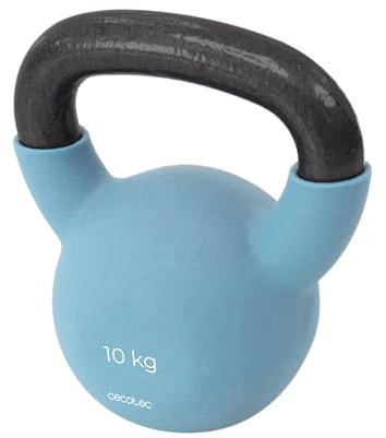 Cecotec Pesa Rusa de 10Kg Drumfit KettleBell 10000 Neo. Revestimiento de Neopreno, Hierro Fundido, Agarre Ergonómico, Diseño Estético y Fácil de Limpiar, Dimensiones 18.7x15x21cm
