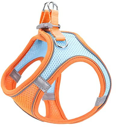 AiTodos® Sicherheitsleine für Hunde aus Stoff, Orange S, Stoßfestes Geschirr für Hunde, Kleines Hundegeschirr, für Spaziergänge mit Dem Hund im Freien, Training