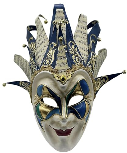 Blaue Narren-Maske, wie sie von DJ Boris Brejcha getragen wird | Venezianischer Stil