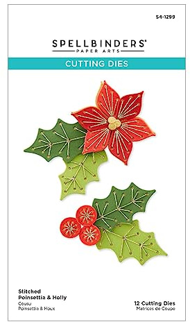 Spellbinders Stanzschablonen mit Weihnachtsstern und Stechpalmen, Metall