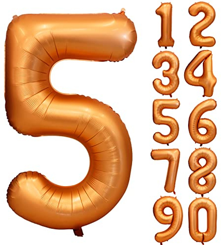 Orange Geburtstag Ballon Zahl 5 Große Orange Zahlen luftballon 5 | 40 Zoll Orange Folienballon Helium Luftballon 5 Hochzeit Jubiläum Geburtstagsdeko Mädchen Jungen Happy Birthday Party Deko