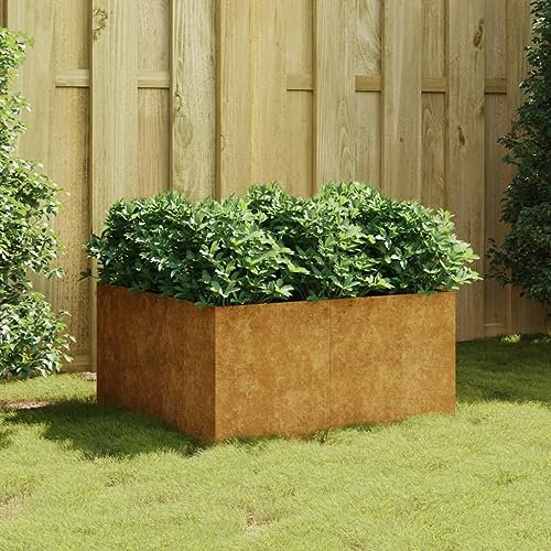 Tidyard Jardinière 80x80x40 cm Acier corten Bac de Plantation pour Cultiver Fleurs, Herbes, Plantes, Extérieur Lit Surélevé de Jardin Potager pour Terrasse Balcon