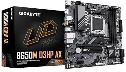 GIGABYTE Placa Base AMD AM5 mATX B650M D3HP AX (Rev. 1.0), Compatible con Ryzen Serie 9000/8000/7000, DDR5, Fase de alimentación 5+2+2, 2X M.2, PCIe 4.0, USB-C 3.2 Gen 1, WIFI6E, 2.5 GbE, EZ-Latch