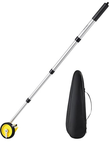 Measuring Wheel in Feet, Firecore Walking Distance Measuring Wheel for Construction Yard Landscaping, Aluminum Telescoping Handle with Carry Bag, Roller Counter Measure Range 0-999 ft
