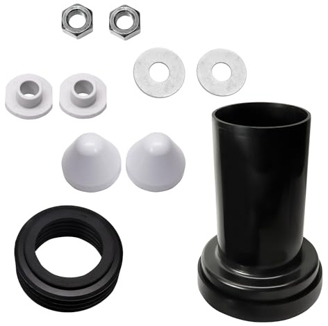 OasisFlow Wall Hung Toilet Concealed Cistern Drain Pipe Kit - Compatible with Geberit - Includes Drain Pipe + Gasket + Nut Set - PP Rubber Material - Easy Installation, Black, OF85.63.11