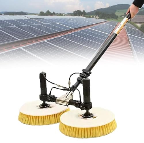 LSHFYV Kit Spazzola per Pulizia Pannelli solari e Kit Asta lavavetri, System di Pulizia finestre con Asta alimentata ad Acqua Regolabile Kit Lavaggio finestre con Asta di prolunga Spazzola,5.5M