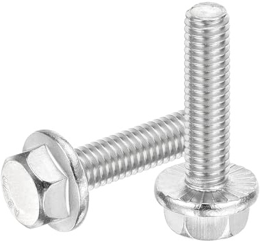 sourcing map 25Pcs M6 x 25mm Hex Serrated Flange Bolts Screws, 304 Stainless Steel Flanged Hex Head Bolts Flange Hexagon Screws for Households, Machine Tools, and DIY project, Silver