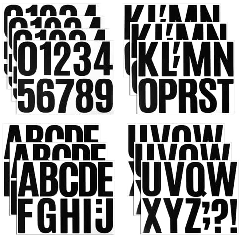 JJUNW 13 Blatt Buchstaben Zahlen Aufkleber 10cm, Große Selbstklebend Alphabet Nummer Aufkleber Buchstaben Wasserfeste Vinyl Sticker für Basteln Schilder Poster Briefkästen Fenster(Schwarz)