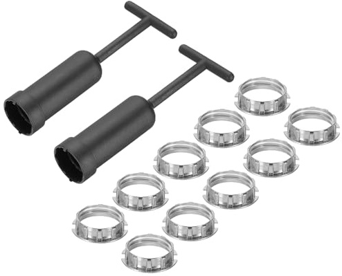 PATIKIL G9 Luz Casquillo Anillos Kit, 10 Anillos 125mm Plateado | Adaptador de Sujeción de Aleación de Zinc de Repuesto con Herramienta de Extracción para Anillo de Collar
