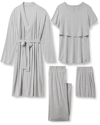 Amazon Essentials Lot de Pyjamas de Maternité en Modal Doux, 4 Pièces Femme, Gris Medio Mezcla, L