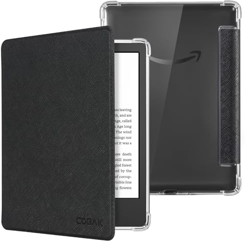CoBak Fodral för 6-tums Kindle 11:e Generation (2024 och 2022 Utgåvor) – Extremt Tunnt Transparent TPU Ryggskal Skyddsfodral med Automatisk Sömn/Väckning för Kindle 11:e Generation 2024 Utgåvan