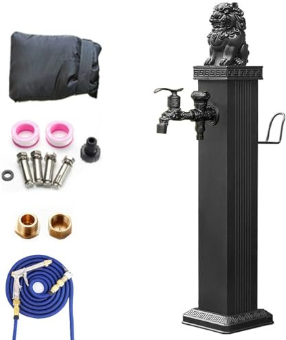 LYUCAYHQ Fontana da Giardino Esterno, Rubinetto Giardino, Fontanella a Colonna con Rubinetto Acqua, Rubinetto Antigelo da Esterno, per Lavaggio e Irrigazione Auto(Black,76cm/30in)