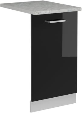 Vicco Panel Frontal del lavavajillas R-Line, Negro Brillo Intenso, 45 cm, ET Mármol