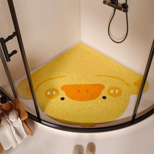 Alfombrilla Ducha, Alfombra Ducha Esquina Antideslizante De Lufa Suave, Antimoho Antibacteriano PVC Alfombra Baño, Drenaje Rápido Esterilla Tapete Ducha(C,90 * 90CM)