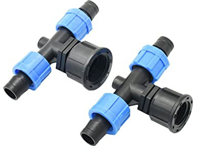 Irrigation goutte à goutte de jardinage 16 mm Irrigation goutte à goutte avec collecteur à trois voies Connecteur de tuyau à 2 voies avec filetage interne 1/2 3/4 Accessoires d'irrigation goutte à gou