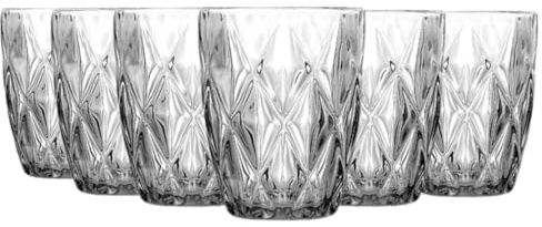 TRESV Set de 6 Vasos de Cristal Transparente, 300 ml, para Agua y Bebidas, Aptos para Lavavajillas