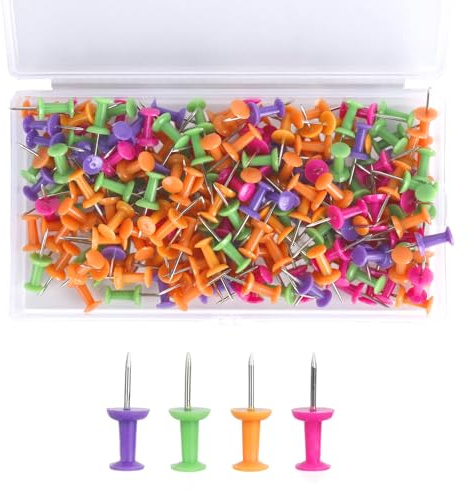 Reißzwecken Reißnägel Pinnadeln Set 200 Stück, Mehrfarbige Reisszwecken Heftzwecken Reissnägel Pinnwand Nadeln Push Pins für Pinnwand, Pinnwandnadeln für Bulletin Board Deko Büro Korktafeln Schule