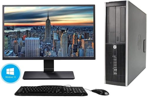 HP Elite 8300 Ordenador de sobremesa + Monitor 22 Pulgadas (Intel Core i7-3770, 8GB de RAM, Disco de 240 SSD+ 500GB HDD, Lector DVD, WiFi,Windows 11 Pro 64) (Reacondicionado) (con Periféricos)