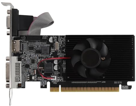 Sxhlseller PCI Express 2.0 Carte Graphique 1 Go DDR3 64 Bits - Core 500 MHz, Mémoire 589 MHz, Sortie VGA DVI HDMI, Carte Vidéo à Faible Bruit pour Le Rendu D'affichage PC et Utilisation