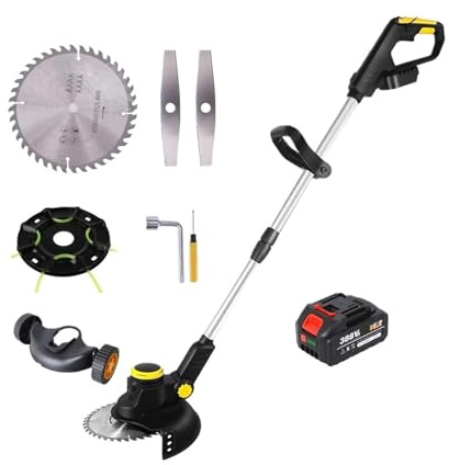 Cortadora De CéSped EléCtrica Cortadora De Césped Eléctrica Inalámbrica 3 En 1, Motor Sin Escobillas, Cortadora De Césped, Ángulo De Longitud Ajustable, Herramientas De Poda Telescópicas, Rueda De Ala