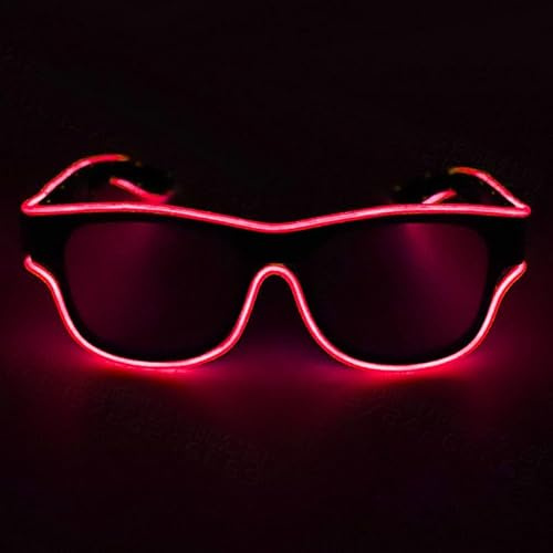 YUANYUYING LED-Brille, kabellose LED-Partybrille, USB-aufladbar – 3 Leuchtmodi (Dauerlicht/langsames/schnelles Blinken) | Leuchtende Sonnenbrille für Raves, Konzerte, Festivals